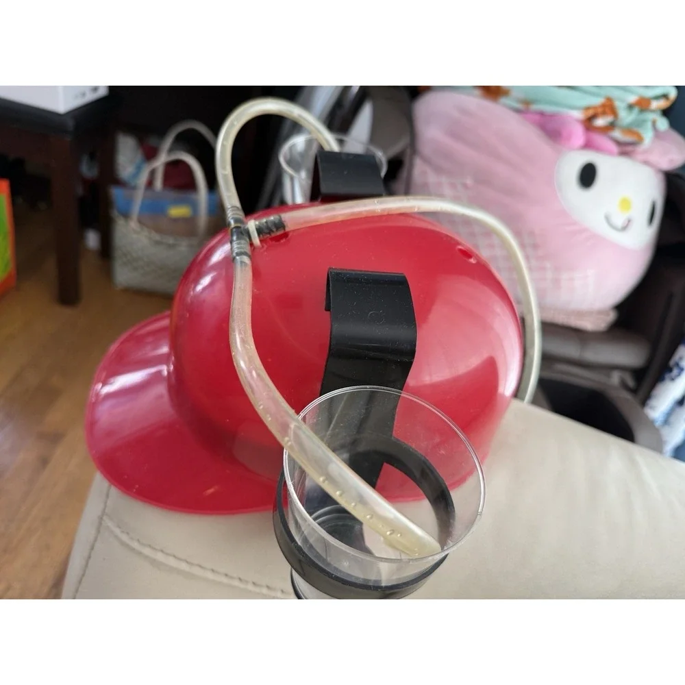 Red Beer Soda Straw Helmet  By Spencer Gifts
